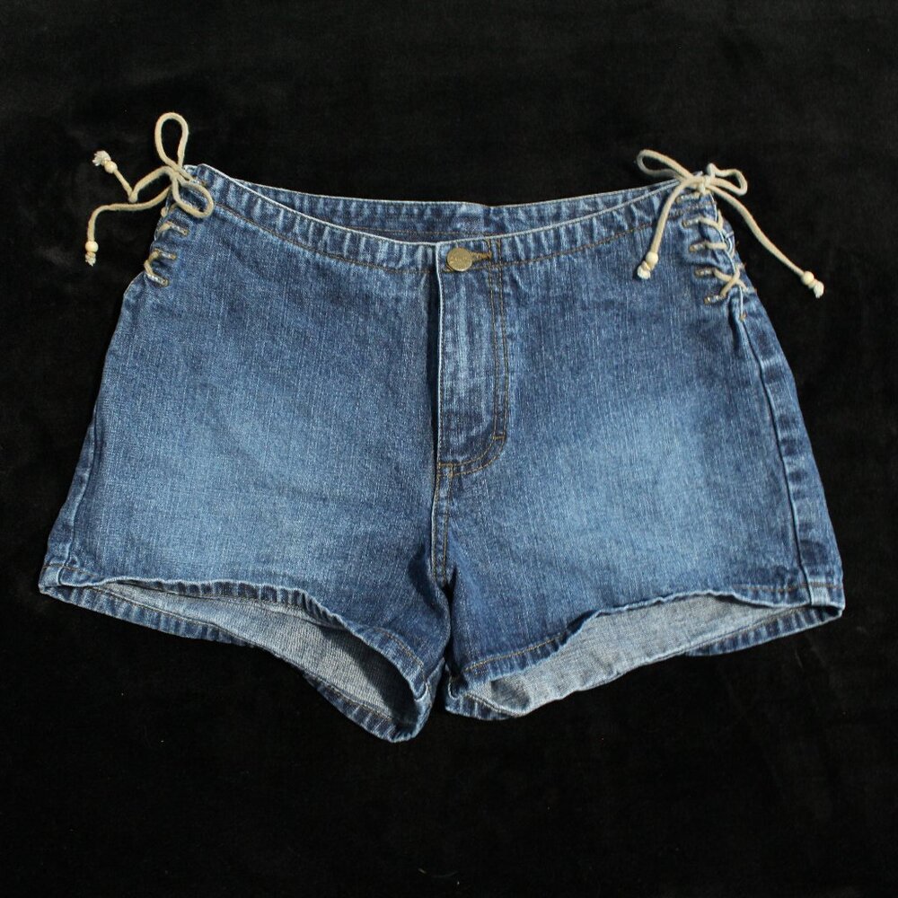 y2k Mudd Jean Shorts w/ Side Lace-Up Detail